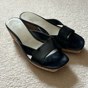 Black/Beige Detailed Wedges